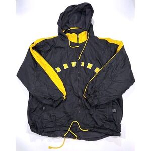 Vintage Boston Bruins Windbreaker Jacket Men's XXL CCM‎ Black Yellow Hooded NHL